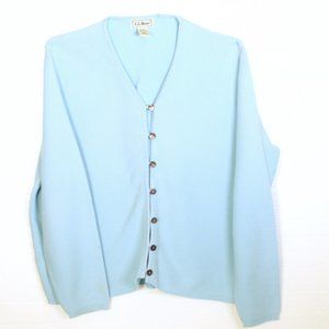 Button Down Sweater LL Bean Blue Womens L